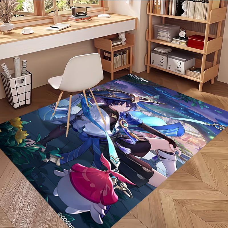 Genshin Impact Print Rug, Washable Floor Carpet, For Entryway Dorm Laundry Room Office Study, Home Decor Birthday Christmas Gift