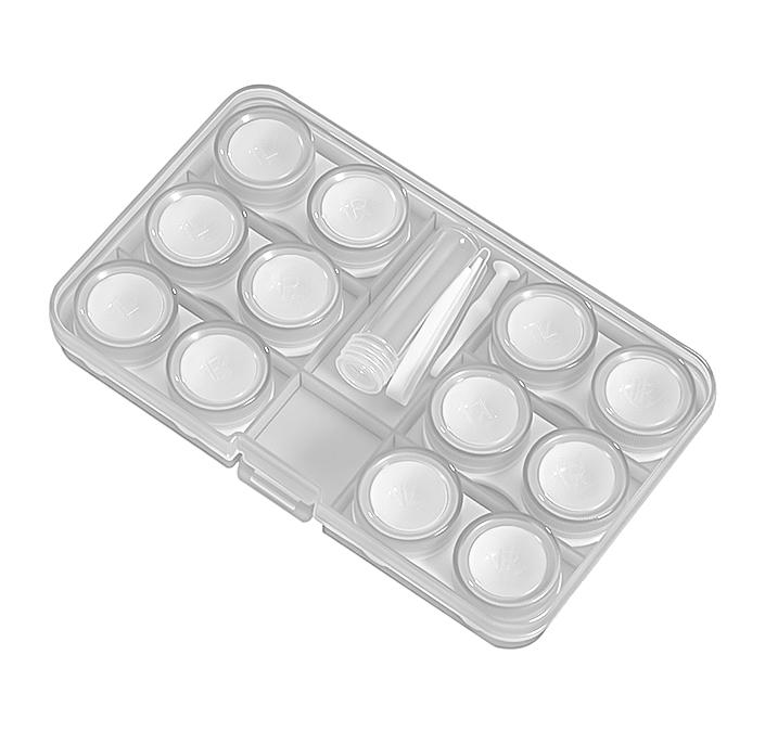 Transparent Contact Lens Case Portable Plastic Storage Box with Tweezer Suction Stick Set for Travel Holiday Companion Organizer