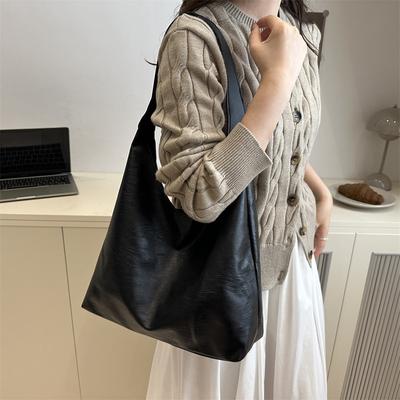 Tide and Foreign Commuter Tote Bag Women's 2025 New Trendy Solid Color Textured Shoulder Bag, Popular Underarm Bag This Year