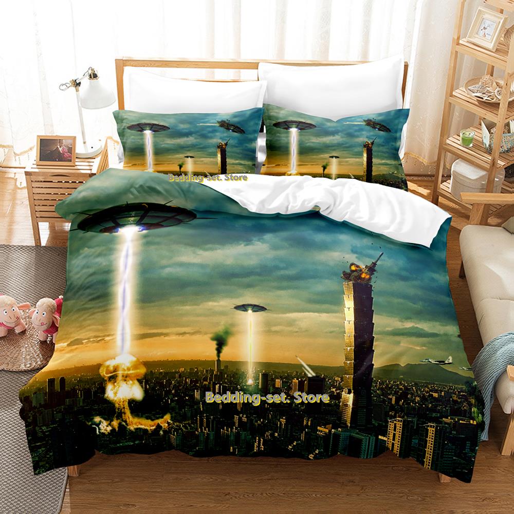 Comforter Cool Sci Fi Battle Bedding Set Single Twin Full Queen King Size Bed Set Adult Kid Bedroom Three-Piece Suits Aircraft Tank C