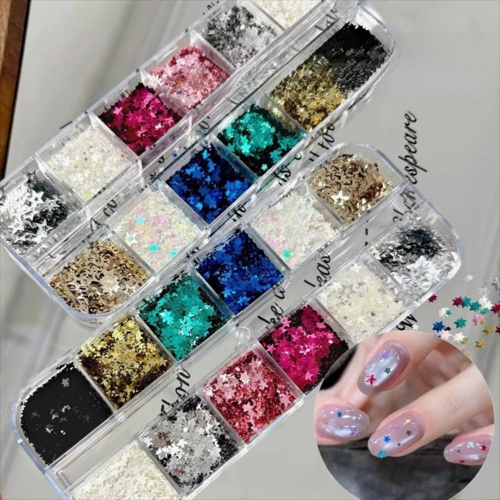 12Grids/Box Sparkling Flakes Nail Art Sequins Accessories Nail Decoration Nail Art Supplies