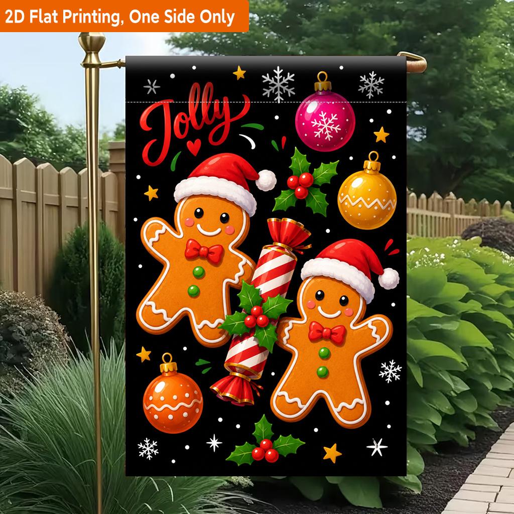 2D Flat - 2D Flat Printing Garden Flag 1pc, Christmas Celebration Design Durable Single-Sided Print Yard Flag, Garden & Home Holiday Decoration, 29.97