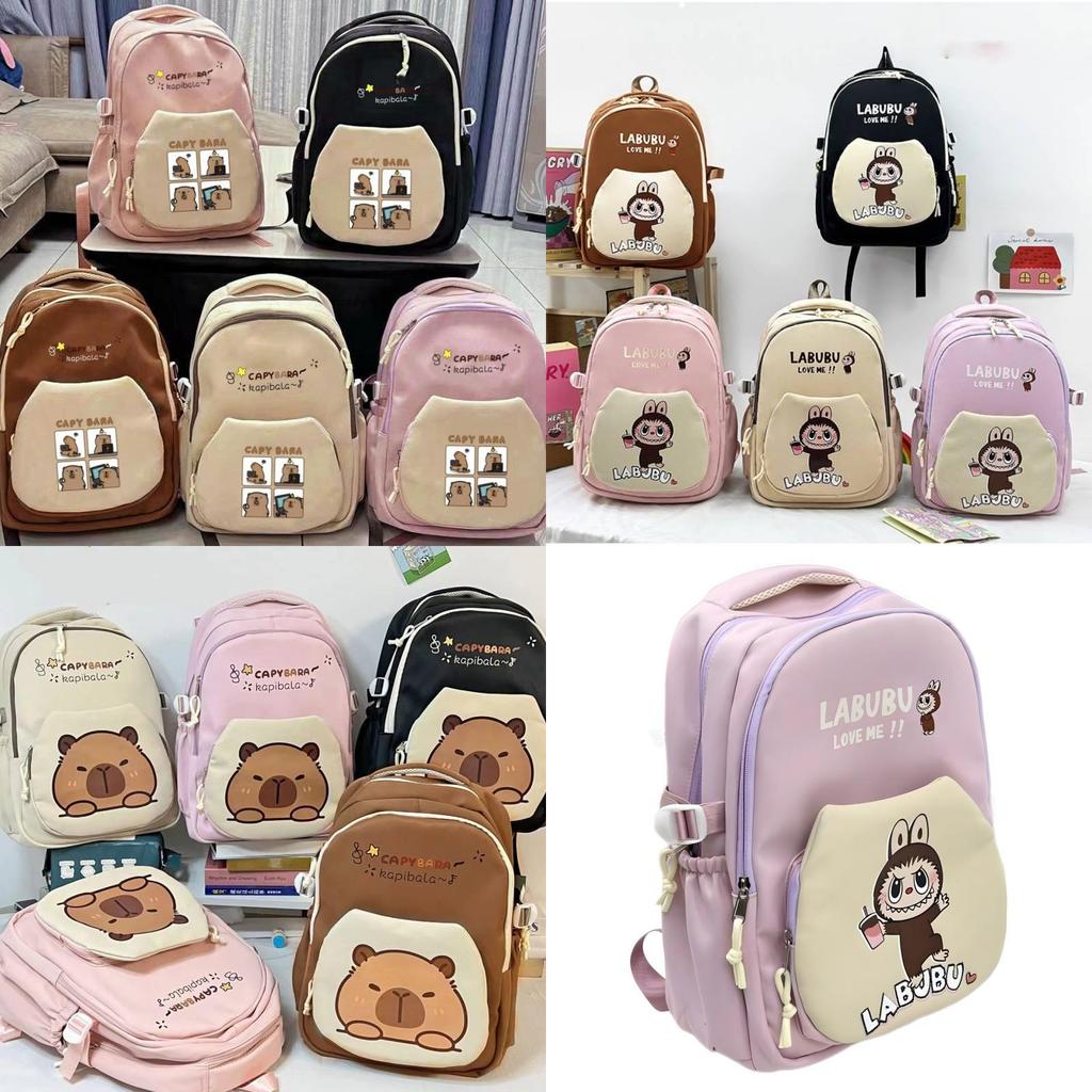 Capybara Student Backpack With Nylon Lining And 14in Laptop Compartment For Kids Special Characters Included