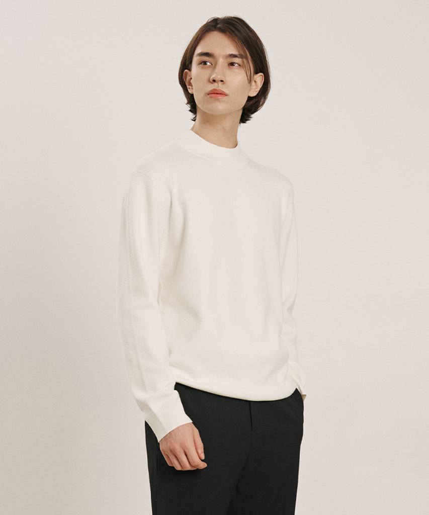 ADHOC Men'S Mock Neck Sweater (Ivory) (Hbalk90)