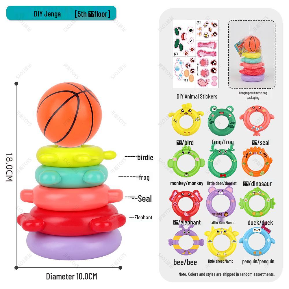 Rainbow Tower Ring Toss Educational Stacking Toy for Babies