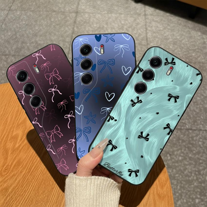 For Tecno Camon 40 20 19 17 16 15 Pro Premier 18P 16S 17T Phone Covers Matte Silicone Lovely Bow Lightweight Anti Drop Cases For Tecno Camon18i Bumper