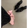 Fashion New Silk Bowknot Pointed Toe Slippers Women Sweet Elegant Mid Heel Slingbacks Shoes Female Slides Fashion Designer Sandals