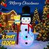 3.94FT Inflatable Snowman Broom Colorful Lights Toy Xmas Yard Decoration Festive Gift LED Lit Christmas Supplies Home Ornament