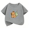 Trendy Kawaii Capybara Printed Design T Shirts Capibara Kids Children's T-shirt Boys Girls Summer Spring Casual Top Tee