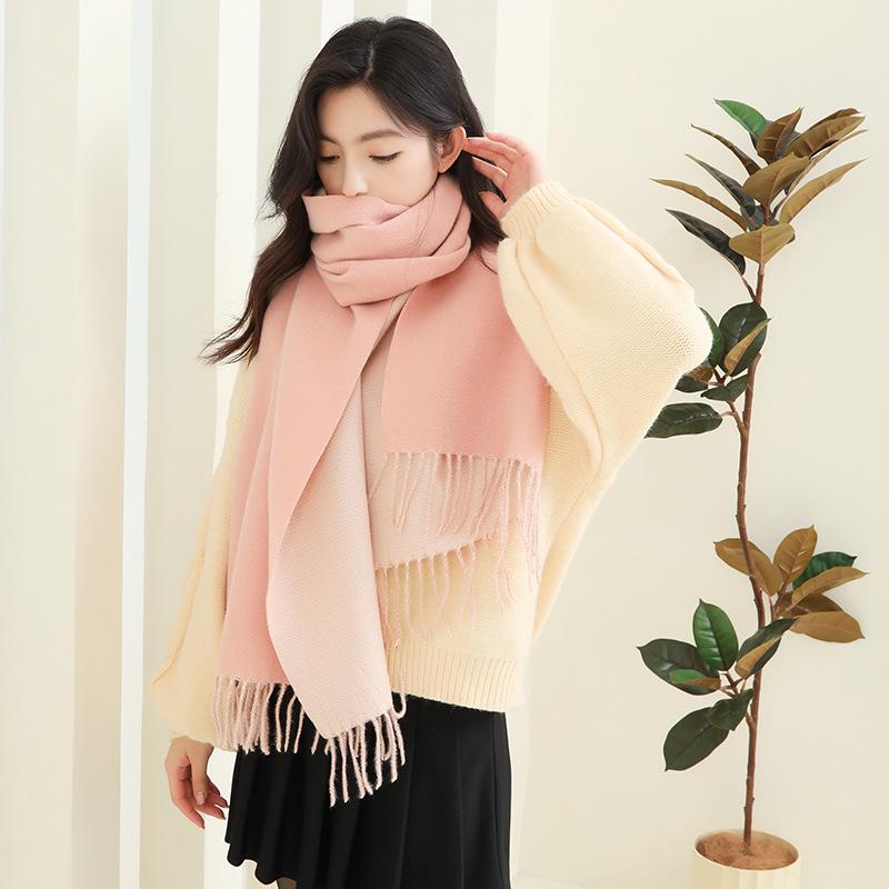 Double-Sided Wool & Faux Cashmere Scarf: High-End Feel, Versatile for Girls & Men, 2026 Autumn/Winter Collection