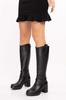 Damen-Stiefel, moderne, stilvolle Mode, Stiefel aus echtem Leder, mittelhoher Absatz, Ell-Schwarz