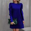 2023 European & American Women's Puff Sleeve Button Top - Autumn/Winter Round Neck Long Sleeve.
