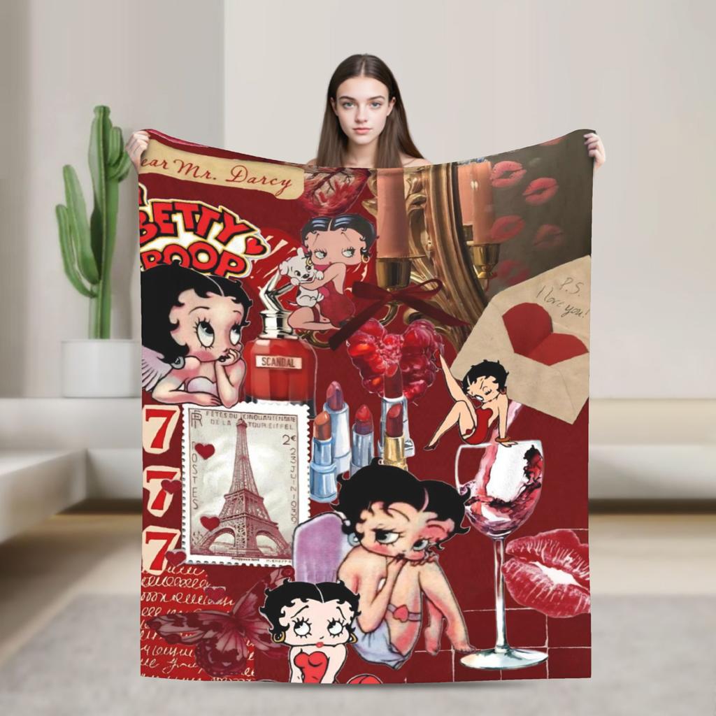 B-Bettys Boops Throw Blanket for Couch  Soft Fuzzy Plush Blanket 50x60 Inch Multi-size Bedspread for All Seasons