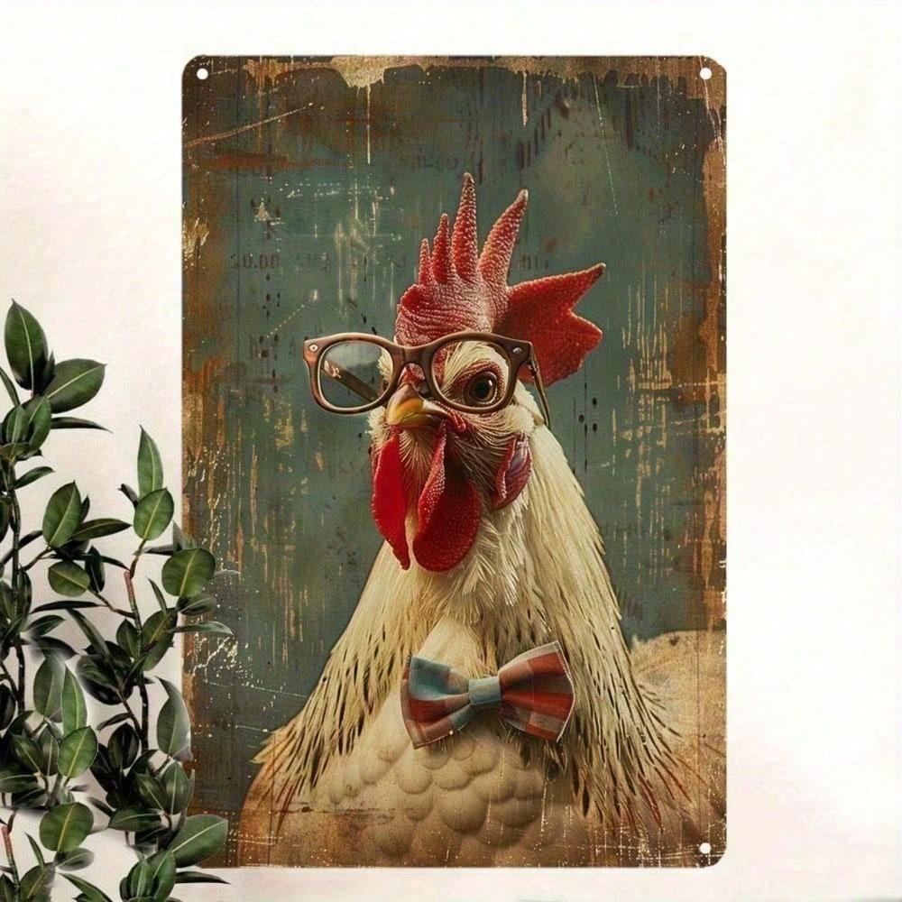 Rustic Farmhouse Rooster Metal Wall Art 12x8 Inch Humorous Home Decor Durable Aluminum Sign