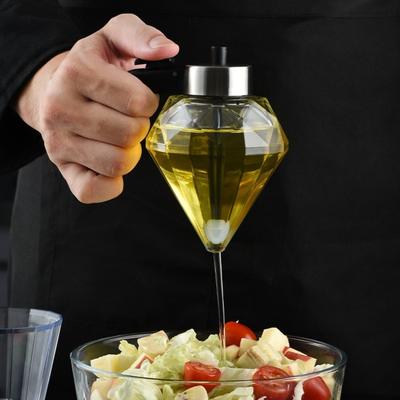 Oil Dispenser Bottle No Mess with Leak-Proof Syrup Pitcher Pump 200ml Clear Glass Sauce Container