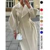 Wintermantel für Damen Mode Einfarbig Locker Revers Zweireihig Trench Vintage Langarmjacken Warm Dick Frau Neu in Mänteln