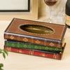 Creative Wooden Tissue Box Vintage Book Box Shape Tissue Box Art Restaurant Tissue Storage Box Ornament
