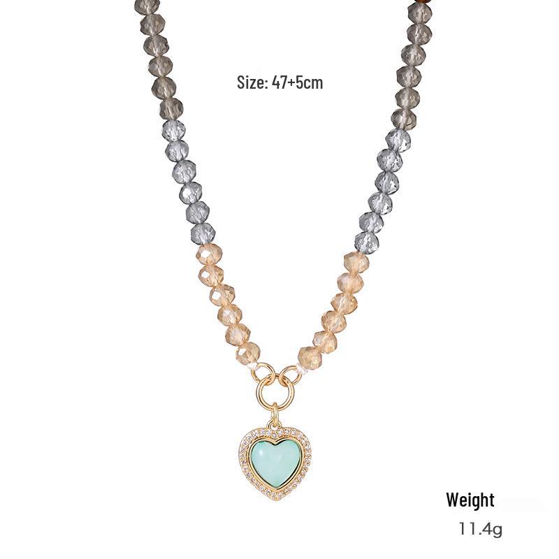 

Kenjie Летнее Красочное Ожерелье из Бусин с Подвеской в виде Сердца с Персиковым Цирконом