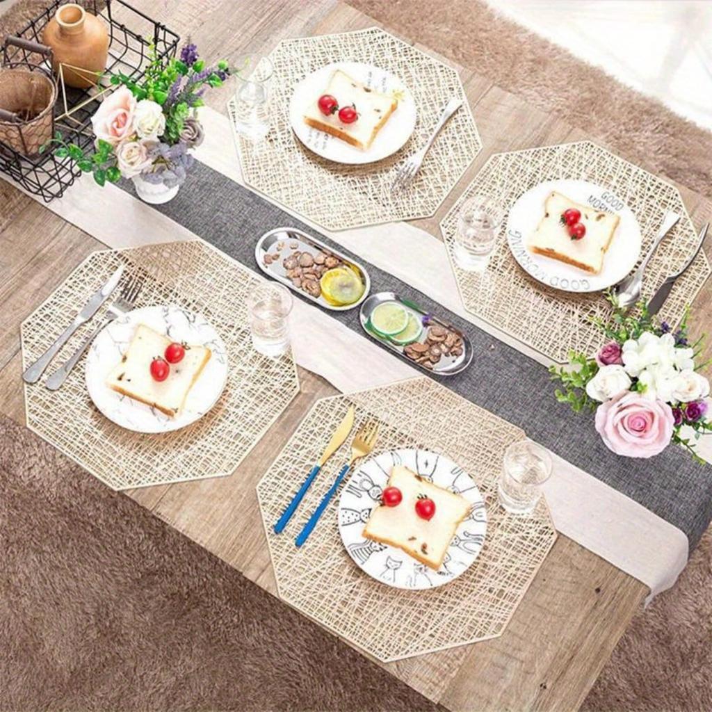 1PC Placemats Restaurant Hollow PVC Decoration Meal Mat Anti-hot Dining Table Line Mat Steak Plate Pad
