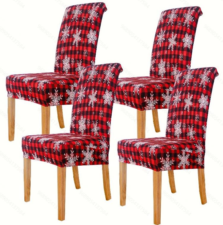 Printed Christmas Day Elastic Chair Cover Household One-Piece Half-Pack Stool Cover Hotel Dining Table Chair Cover