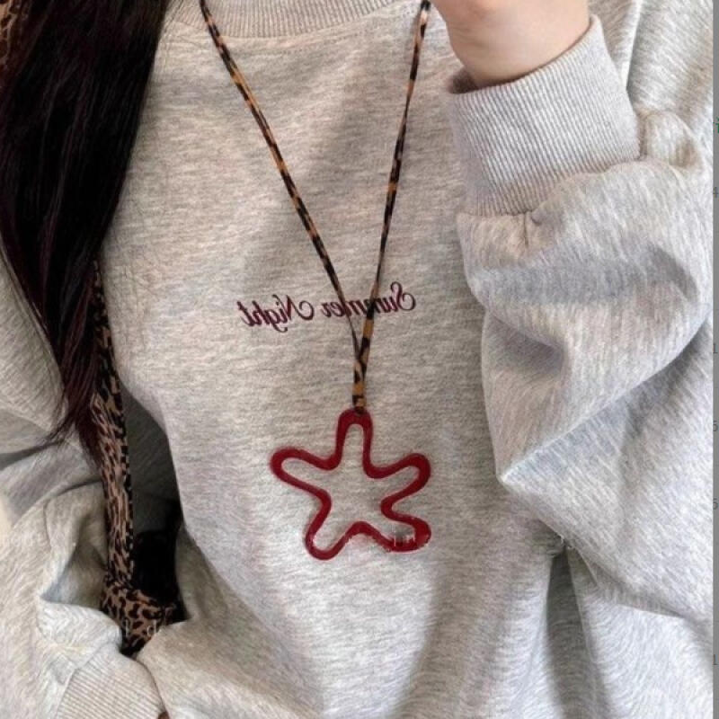 

Charlo Hopi Leather Drop Long Fashion Long Necklace Red