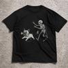 Unisex Casual Summer TShirt Funny Dog Graphic T Shirts Crew Neck Short Sleeve Tee Halloween Skeleton Design Tees Trendy Unisex Shirts