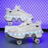 Shoes with Wheels Rotating Button Type Knob To Adjust Roller Skates New Deformed Parkour Skates Special Gifts for Girls