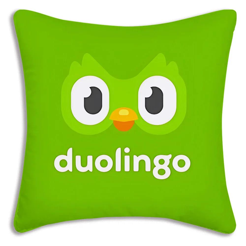 Duolingo Örngott Tecknad Soffa Dekorativ Hem Dubbelsidig Tryckning Kort Plysch Söt Kuddfodral