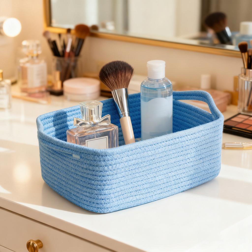 Obdélníkový bavlněný provazový úložný koš, Úložný box do dětského pokoje