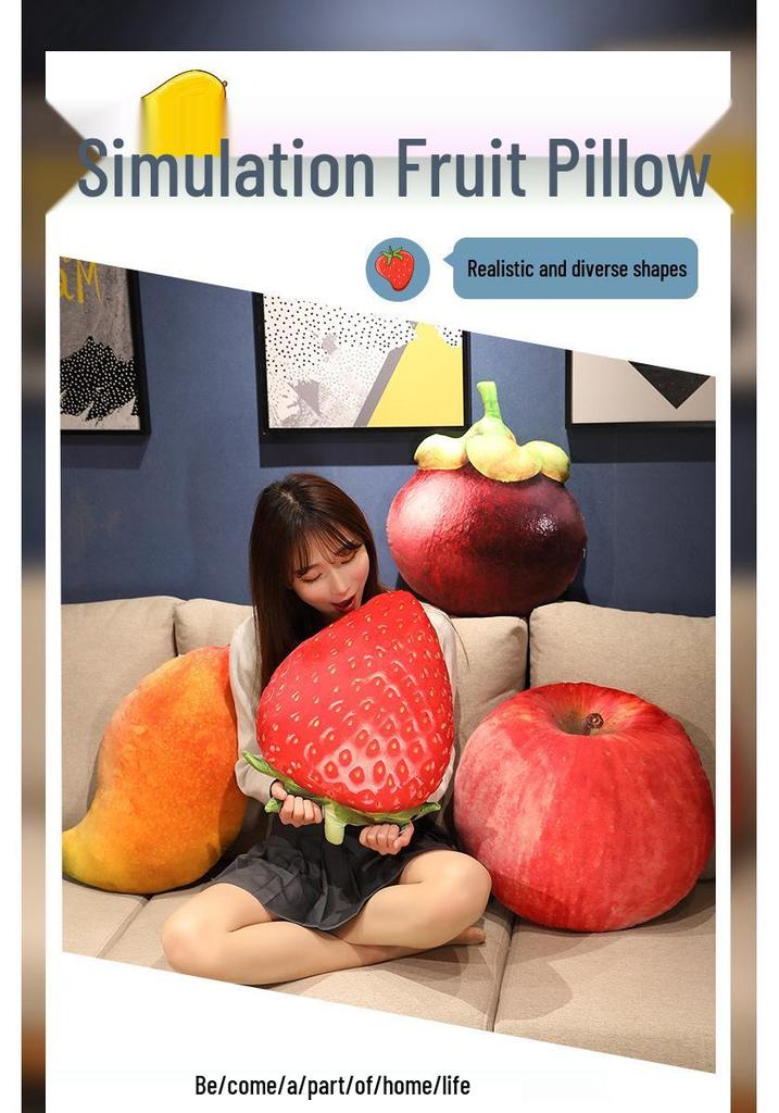 3D Fruit Plush Toy Cushion - Creative Cute Lumbar Pillow for Office & Photo Studio Decor