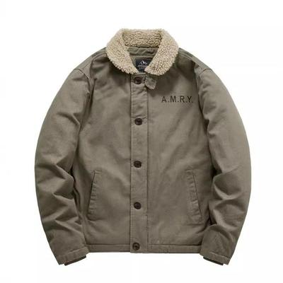 Winter Cotton-padded Men's Lamb Wool Jacket Cotton-padded Jacket Lapel Tooling Jacket Men's Fleece Thickened Military Uniform Thermal Cotton-padded