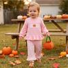 Kleinkind Mädchen Halloween Kürbis Stickerei Langarm Rundhals Pullover Sweatshirt und Elastische Taille Ausgestellte Hose Set