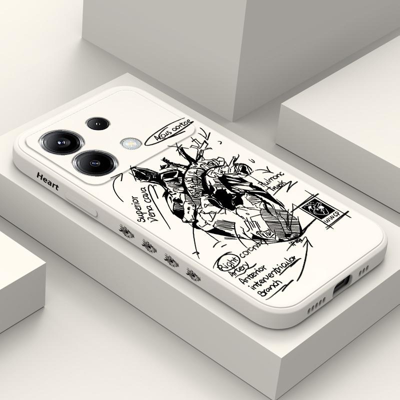 Schets Hart Telefoonhoesje Voor Xiaomi Poco X6 F6 M6 M5 M5S F5 X5 F4 X4 M4 F3 M3 X3 Pro 4G 5G GT Siliconen Cover