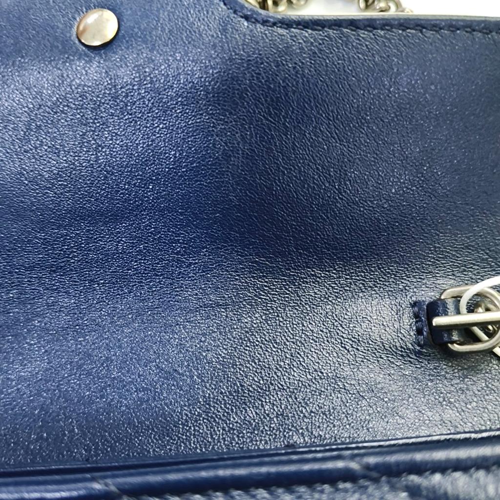 [Pre-Owned] Marmont GG Silver Logo Color-Blocked Quilted Chain Leather Mini Shoulder Bag - Very Good #RNI9DU