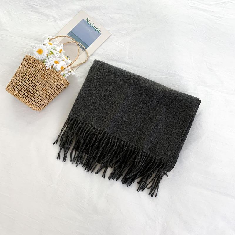 Mary 300g imitation cashmere tassel scarf women's winter solid color thickened warm shawl Japanese scarf