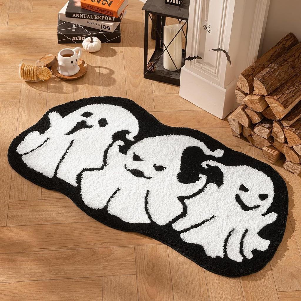 VIKAMA Halloween Decoration Floor Mat - Soft Indoor Entrance Welcome Mat - Bathroom Non-Slip Foot Mat - Bedroom Bedside Carpet