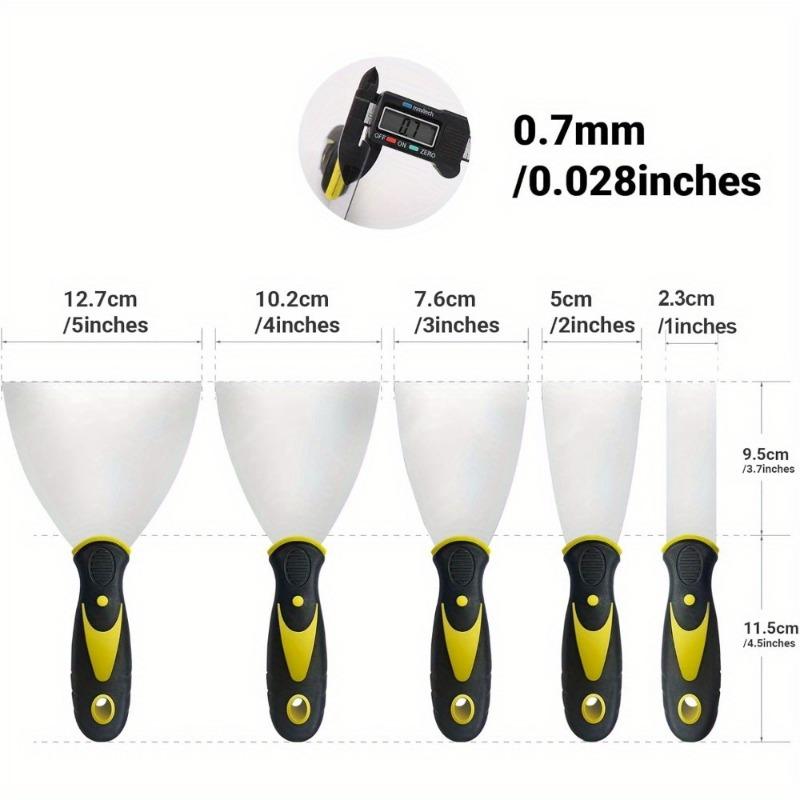 5-pack Spackelspade Skrapa, Rostfritt Stål Spackelspade Skrapa, Tapetskrapa Färgskrapa Verktyg för Spackling av Gips och Lera, Tejpning