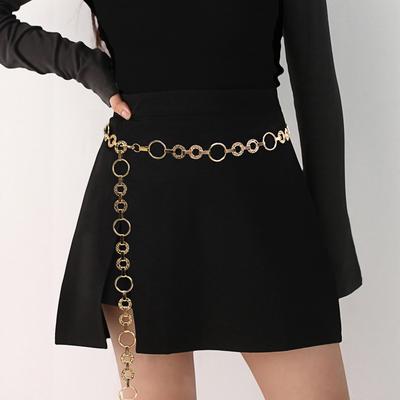 Women's Gold Decorative Korean Style Elastic Waist Belt with Metal Buckle