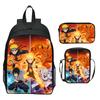 Set Zaino Anime Naruto 3 Pezzi Zaino Scuola Elementare Cartone Animato Stampato Leggero Multitasche