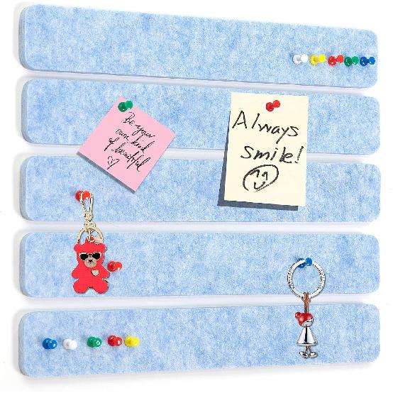 Felt Pin Board Bar Strips Bulletin Board for Bedrooms Offices Home Wall Decoration, Notice Board Self Adhesive Cork Board with 35 Push P for Paste