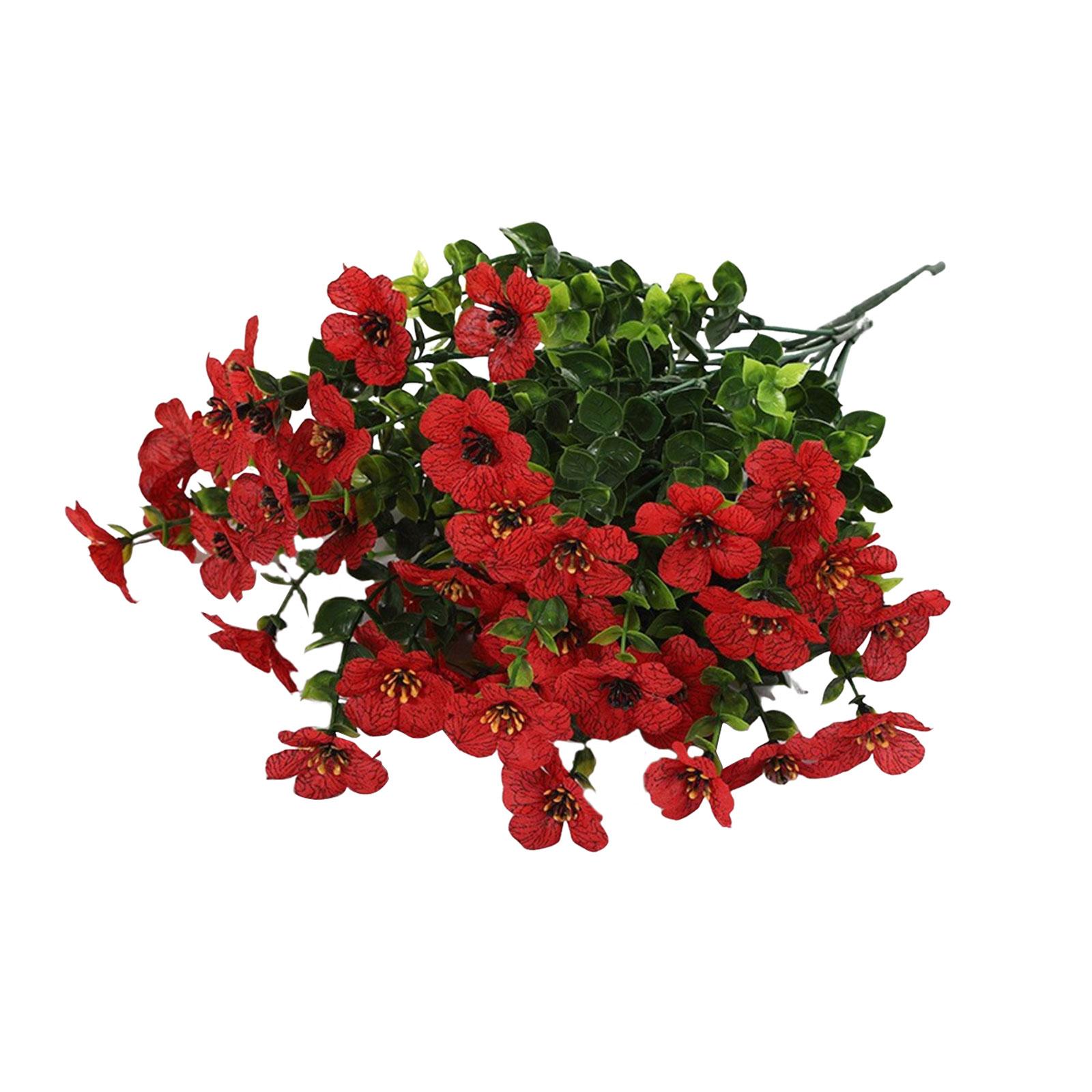 

Outdoor Artificial Flowers Bundles Fake Silk Flowers No Fade Faux Plastic Plants for Garden Porch Window Box Decoration One Size красный