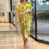 Women's fashion new lapel mid-length short-sleeved single-breasted high-waisted shirt skirt dress