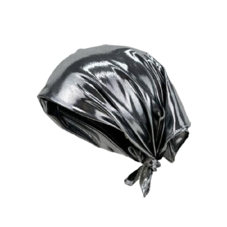 Breathable Silver Color Scarf Hair Kerchiefs Silver Bandana Adult Headscarf 1