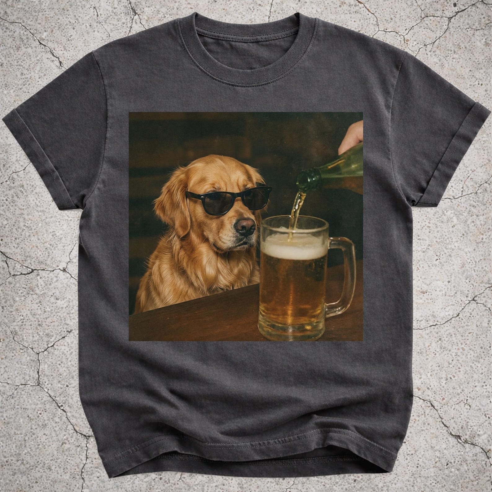 Golden Retriever Drinking Beer Shirt, Funny Golden Dog Meme T-Shirt, Beer Lover Gift, Golden Owner Vintage Tee, Silly Novelty Shirt S