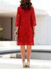 Elegant Seven-Sleeve Round Neck Lace Pleated Dress with Double-Layer Lining