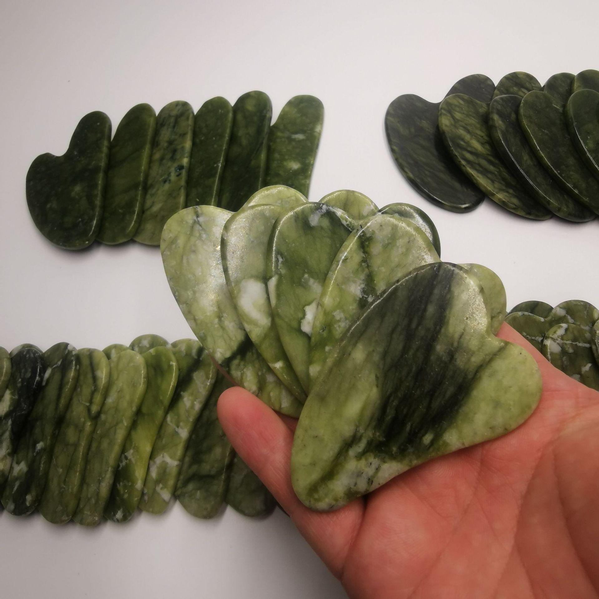 Xiuyan Jade Gua Sha Facial Massage Tool - Natural Buffalo Horn & Beauty Meridian Therapy