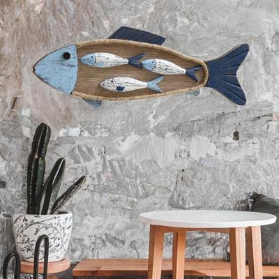 Rustikale Holzfisch-Wanddekoration für Küstenhausdekor