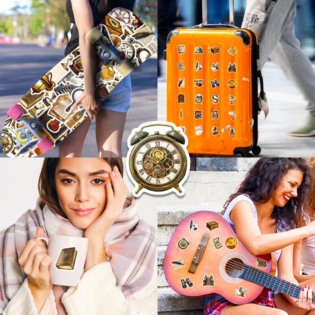 New 50 European Retro Old Objects Graffiti Stickers Poster Style Hand Account Decoration Material Stickers