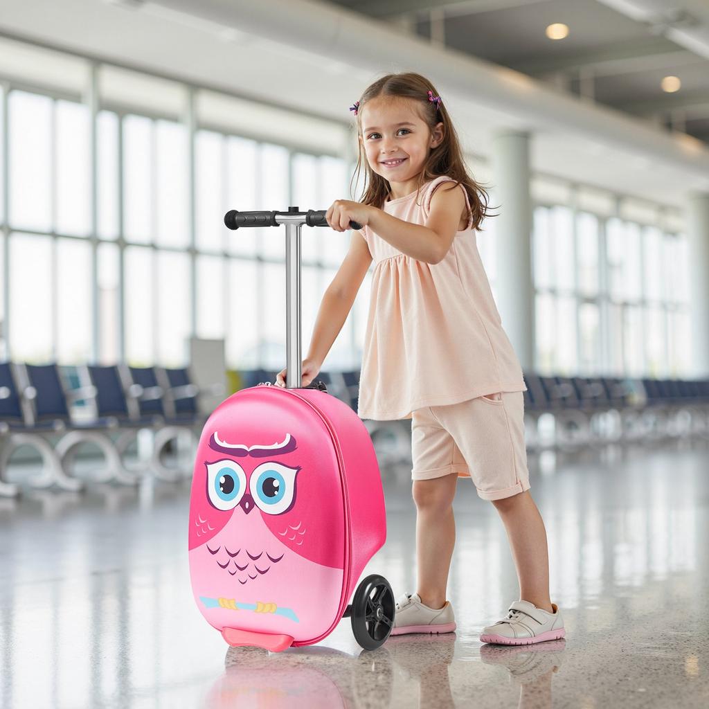 VEVOR Ride-on Luggage, 20 L Capacity, 20 Inches Kids Scooter Suitcase with Flash PU Wheels, Adjustable Handle & TPR Non-Slip Grip
