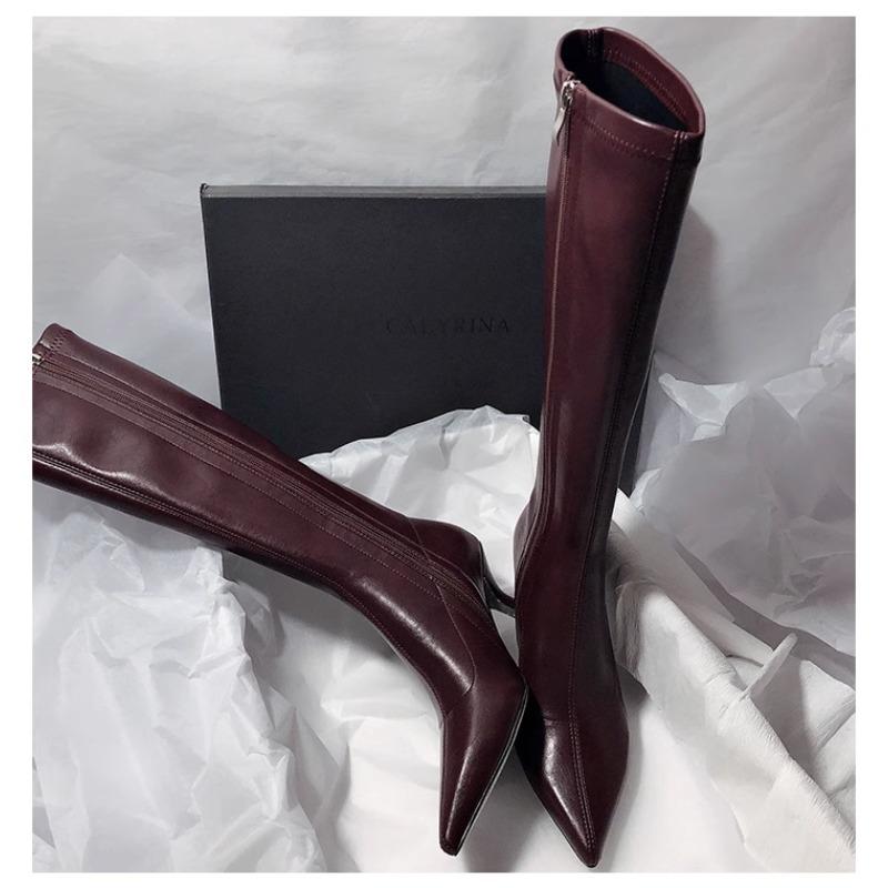 New Style High Heel Women High Boots Suede Pointed Toe Elegant Knee High Shoes Woman Trend Fashion Sexy Pumps Party Luxury Boots